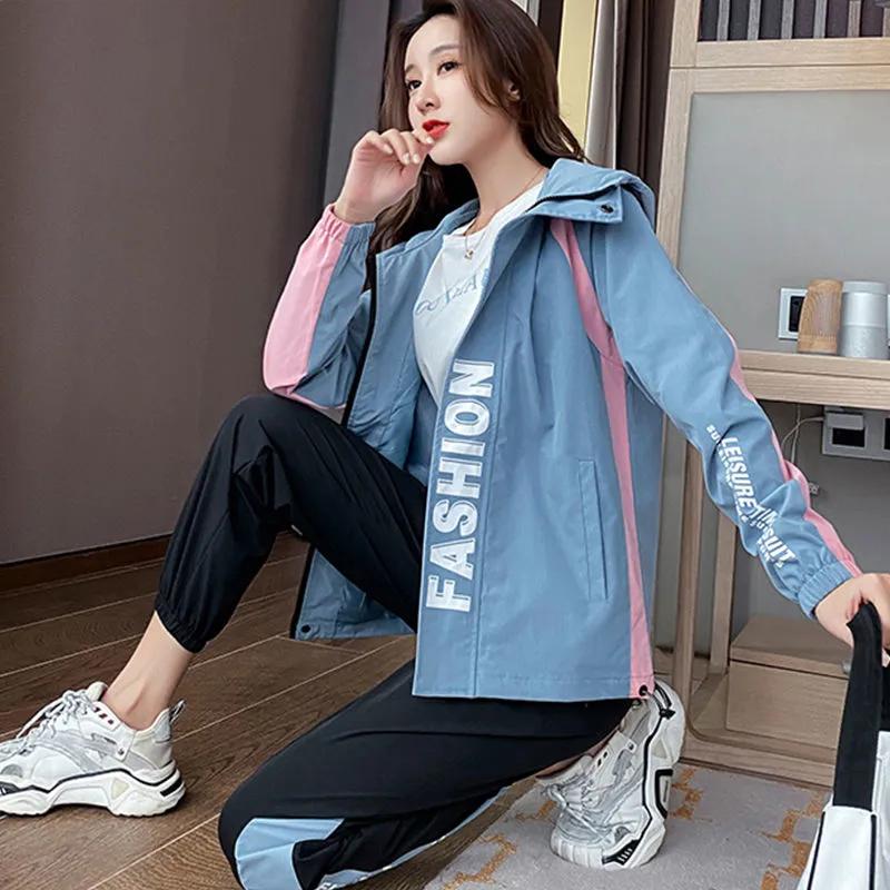 Sports Suit Women's Spring and Autumn Korean Version of The Jacket Fitness Jacket Leisure Two-piece Gym Yoga Clothes