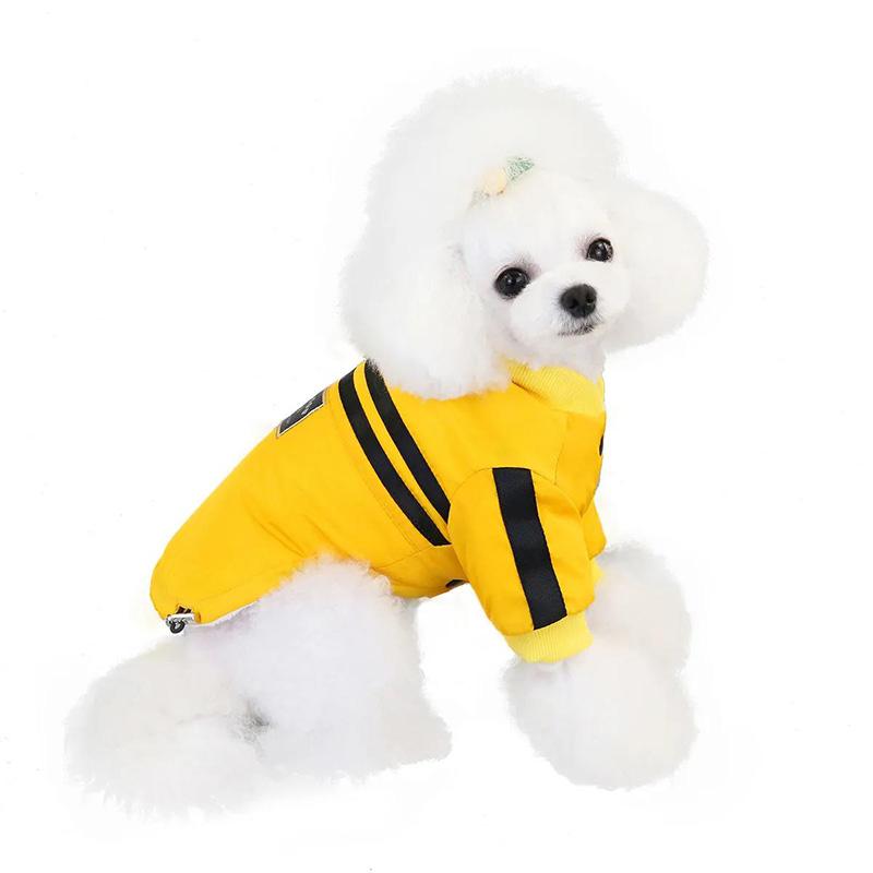 Dog's Clothes Autumn and Winter Sports Two-legged Cotton-padded Jacket Teddy Small Dog Pet Winter Clothing Warm Padded Coat Pink Yellow Outerwear