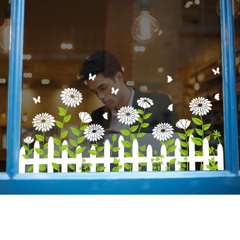 Flower skirting shop shop glass door window sticker cafe decoration wall sticker