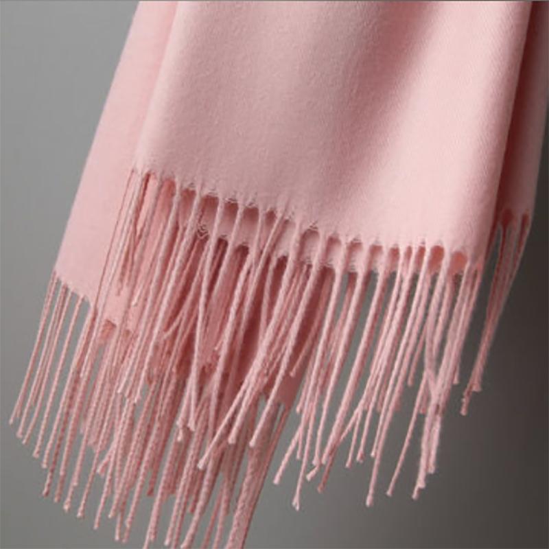 Women's Oversized Scarf Warm Tassel Shawl Solid Color Imitation Cashmere Thickened Dual-use Winter