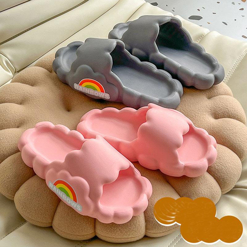 Slippers Women Cloud Summer Home Non-slip Couple EVA Thick Bottom Indoor Rainbow Sandals Men Summer Outer Wear