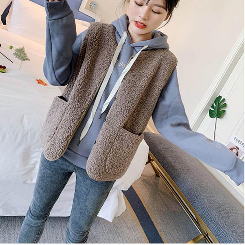 Lamb Hair Vest Women Autumn and Winter Models All-match Fashion Ladies Waistcoat Outer Wear Vest Vest Jacket