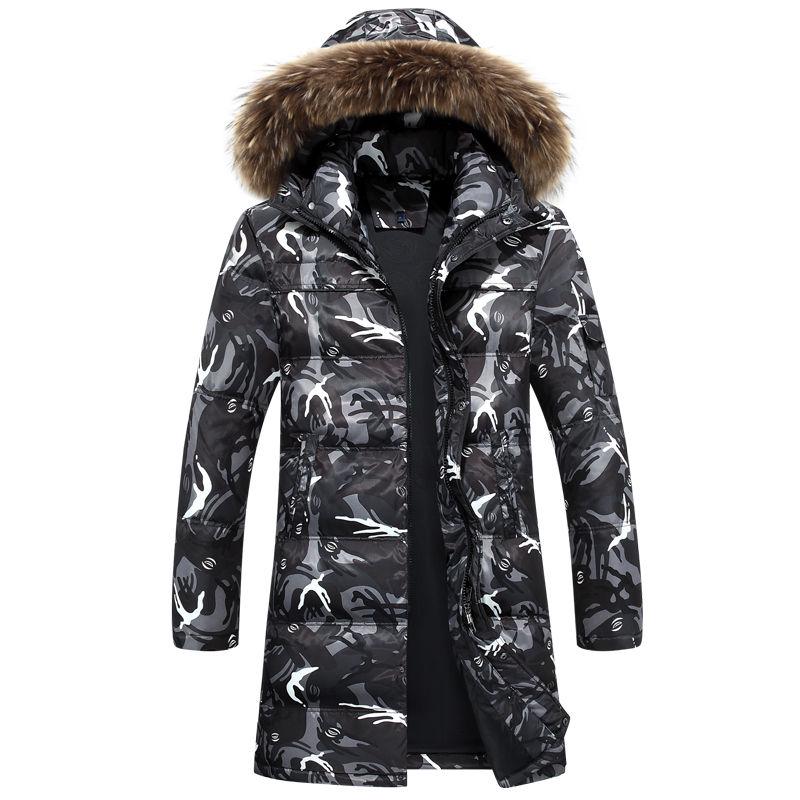 Winter Medium and Long Section Cotton Clothing Large Size Down Jacket Trend Leisure Men's Clothes