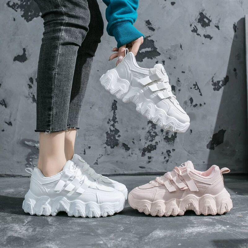 Women's Chunky Sneakers 2020 Fashion Women Platform Shoes Lace Up Vulcanize Shoes Womens Female Trainers Dad Shoes