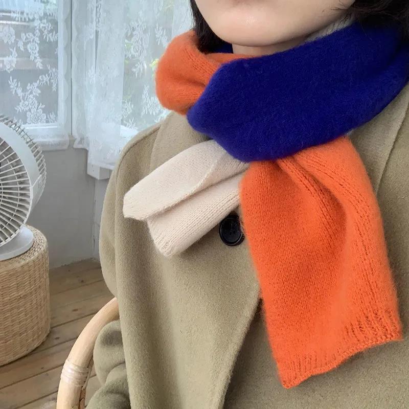 Scarf Female Winter Korean Fashion Solid Color Woven Scarf Thick Warm Wool Couple Scarf Shawl