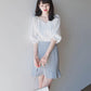 Pofulove Summer Skirt Suit Half-sleeve Shirt Mermaid Skirt Two-piece Women Skirt Set Ruffled Skirt