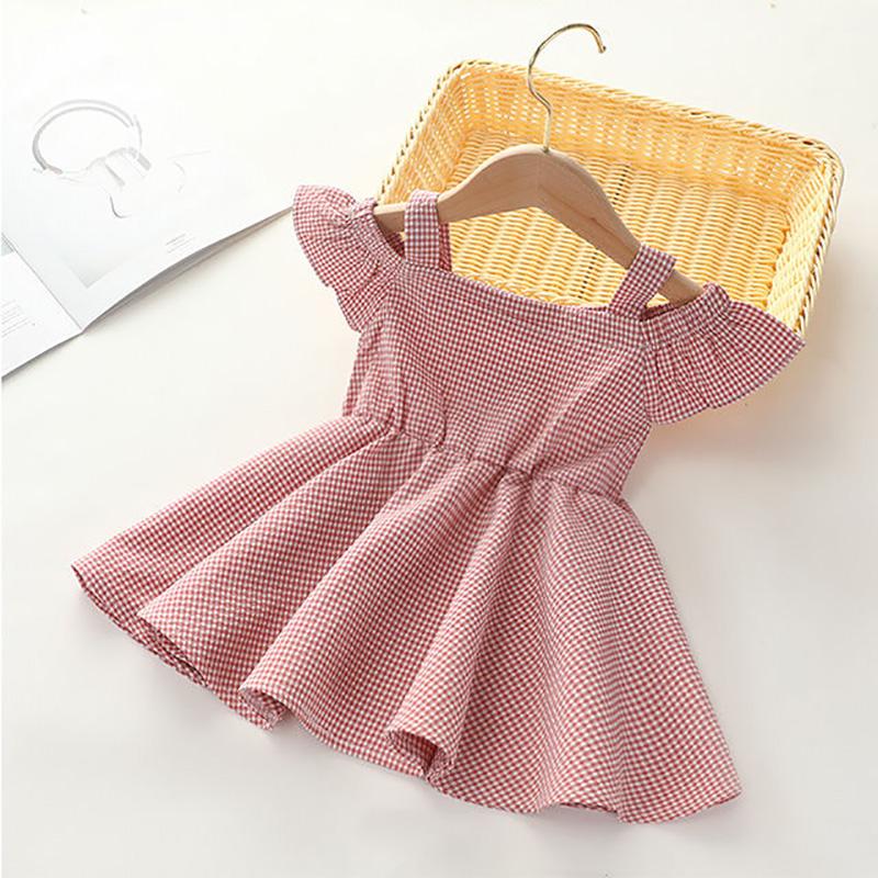 Girls Dress Pure Summer 2021 Korean Version of The New Children's Net Red Plaid Princess Dress Baby Foreign Cute Dress