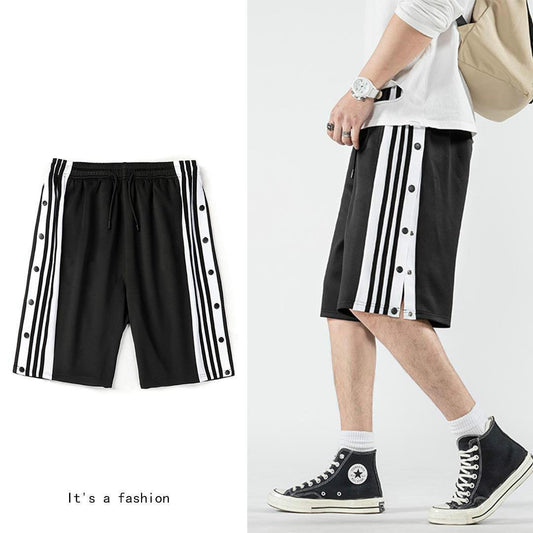 High Street Pants Men's Loose Straight Five-point Pants Summer Casual Buttoned Basketball Shorts Trend