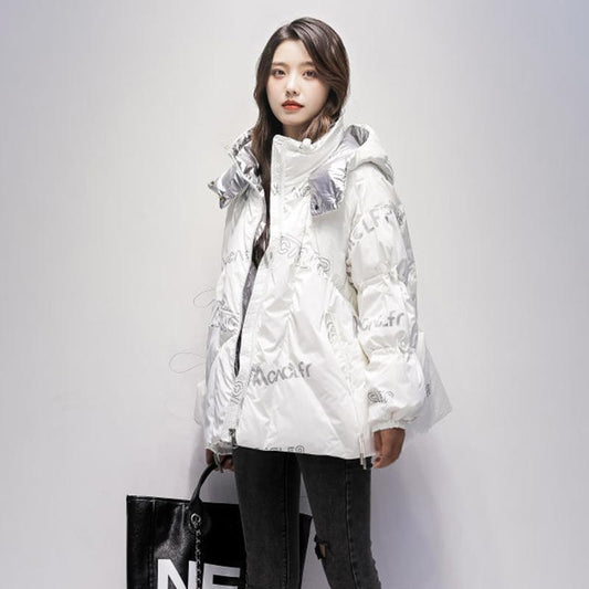 Bright Face Down Cotton Padded Clothes Short Loose Thickened Warm Coat Women's Korean Hooded Down Jacket Quilted Jacket