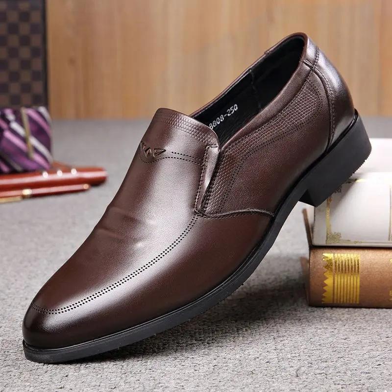 Men's Business Formal Leather Shoes Low-top Casual Shoes Summer Breathable British Shoes Dad Leather Shoes