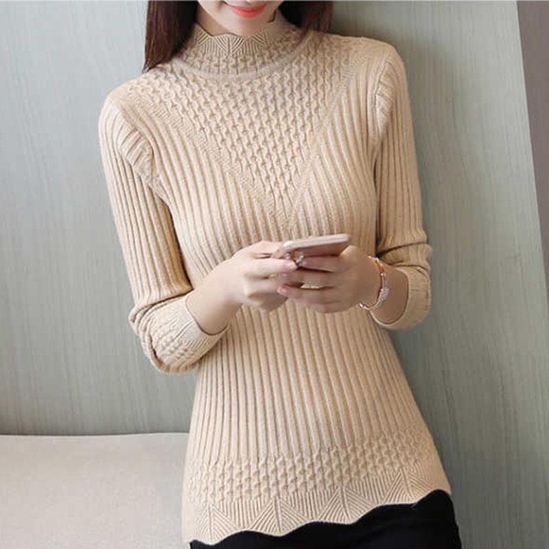 Pofulove Women High Elastic Turtleneck Sweater Winter Slim Sexy Bottoming Basic Knit Pullover jumper