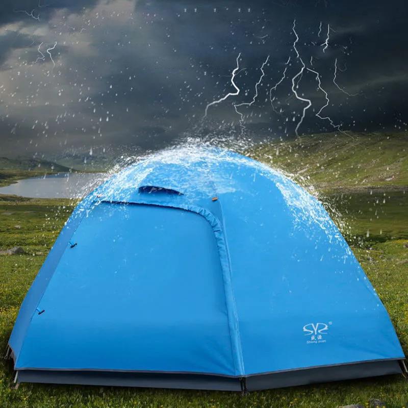 Outdoor Camping Sunscreen and Rainproof Thickened Double-layer 3-5 People Family Park Beach Automatic Quick-opening Folding Tent