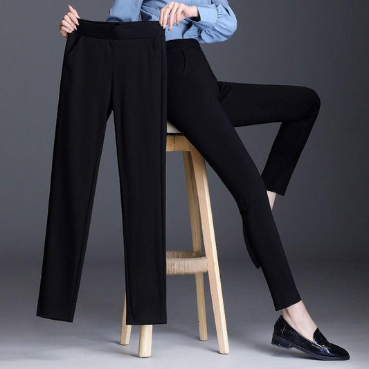 High-waisted Leggings, Spring and Summer Plus Size Loose Korean Version Was Thin, Black Casual Straight-leg Pants Women