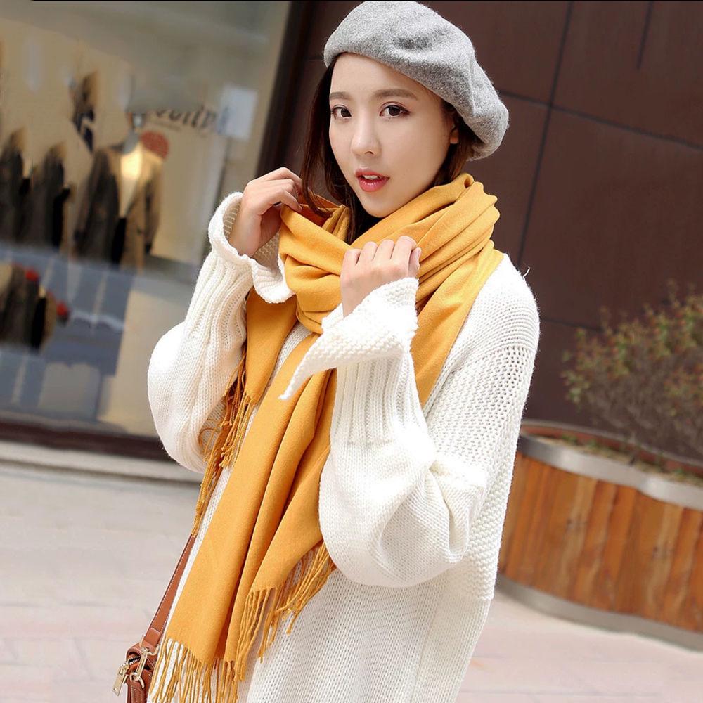 Solid Color Soft Women Scarf Cashmere Scarves Lady Shawl Wrap Autumn Winter Pashmina Unisex Scarf