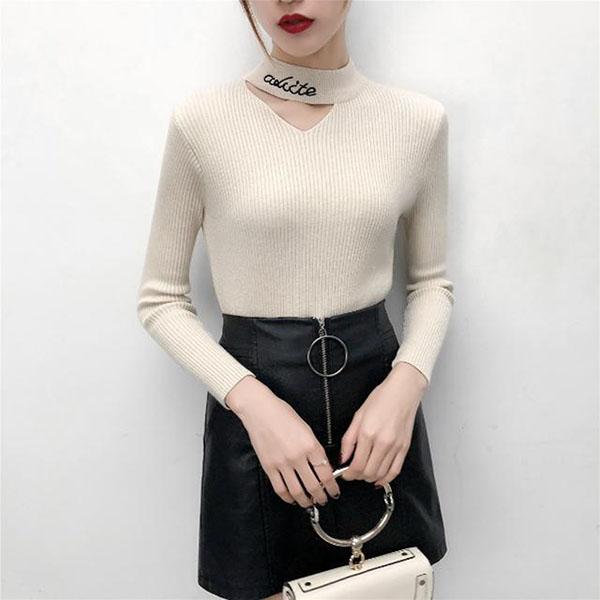 Autumn/winter Thick Slim-fit Sweater Slimming Knit Bottoming Shirt High Collar Sweater Sexy Female Top