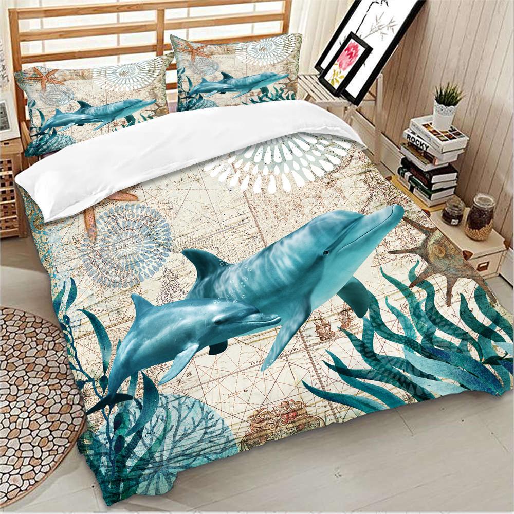 3D dolphin Bedding Set Duvet Cover Sets For Twin Full Queen King Bed Bedline Home