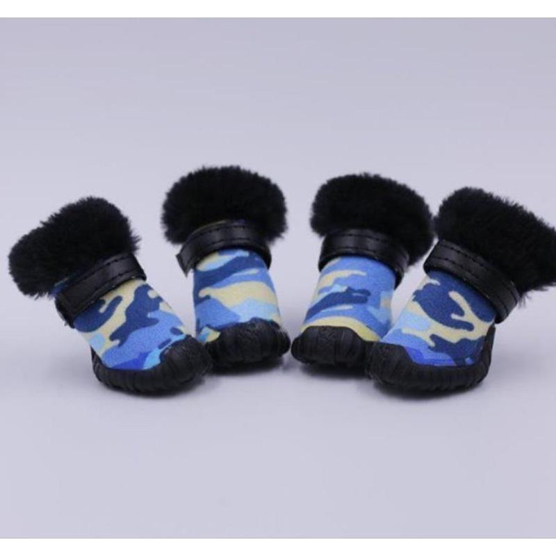 4 Pieces/Pet Shoes Set Of Outdoor Indoor Pet Dog Winter Anti-Skid Comfy Walking Warm Cozy Fleece Waterproof Shoes Snow Boots Dog Cat Boot Socks