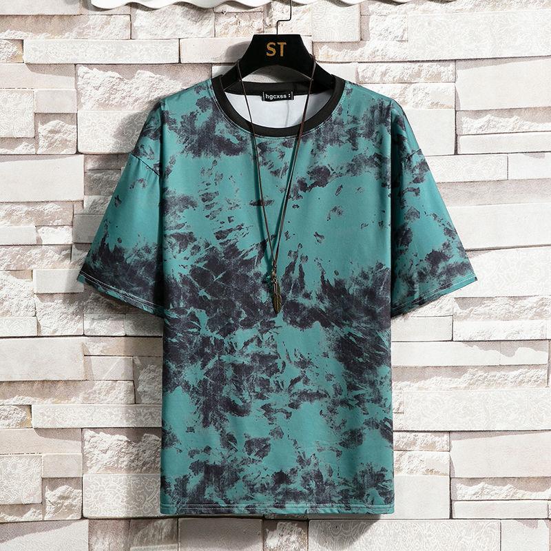 Ice Silk Summer Trend Short-sleeved Loose Men's Short-sleeved T-shirt Male Round Neck Young Students