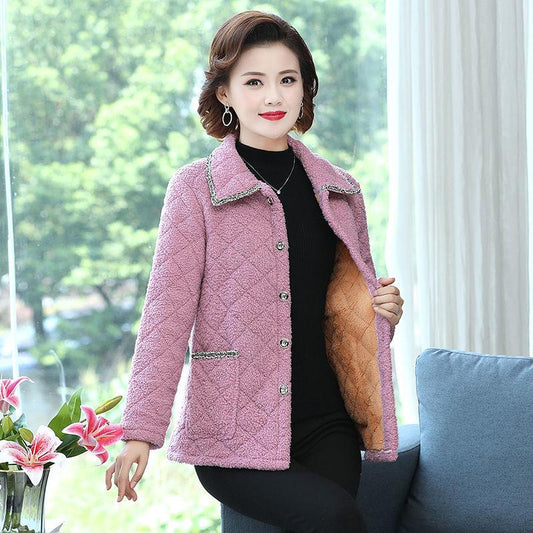 2021 Cotton-padded Jacket Women's Winter Plus Velvet Thickening Imitation Lamb Hair Short Grain Velvet Loose Woolen Coat