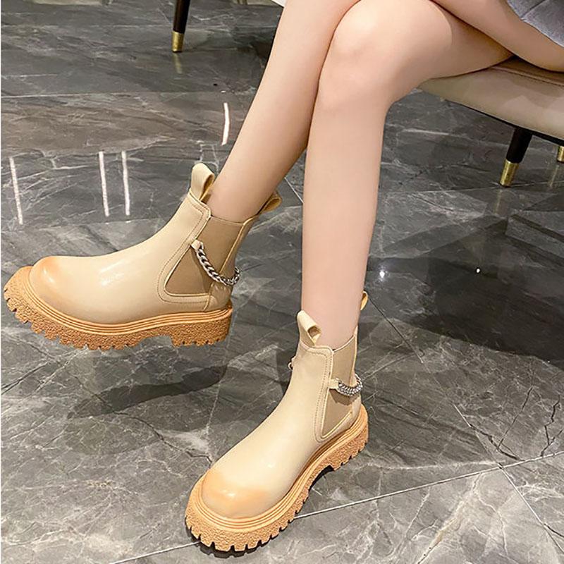 Chelsea Boots Martin Boots Women's Short Boots Spring and Autumn Single Boots Thick-soled British Style Boots Smoke Tube Boots