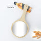 Wooden Women Hand-held Makeup Mirror Portable HD Travel Long Handle Round Mirror