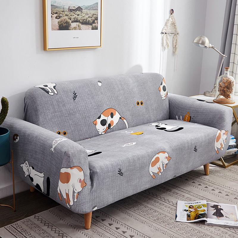 1-4 Seat Sofa Cover Full Cover Universal Cover Fashion Printing Elastic Universal Combination Sofa Cover Leather Sofa Cushion Towel Full Cover Fabric