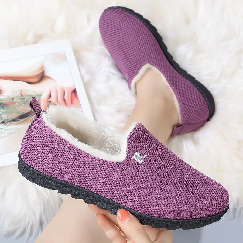 Women Cotton Shoes Home Plush Slipper Female Winter Warm Slippers Women Thick Bottom Waterproof Shoes Men Indoor Non-slip Footwear