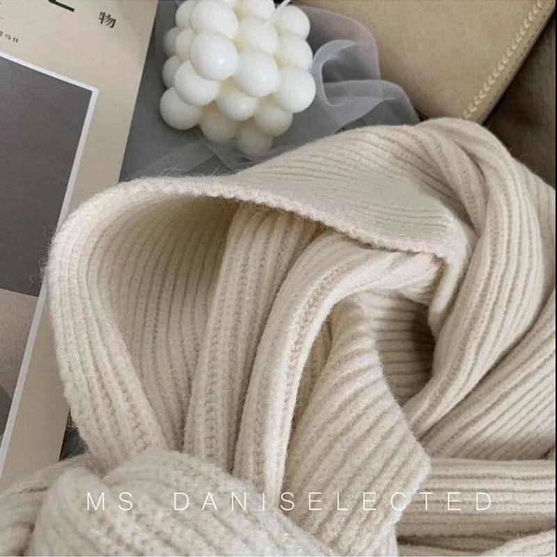 Women's Scarf Autumn and Winter Thick Warm Double-sided Knitted Scarf Wild Pure Color Imitation Cashmere Scarf Shawl