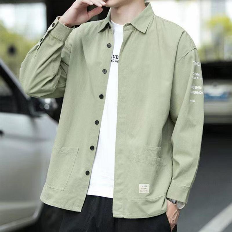 Spring and Autumn Men's Long Sleeve Shirts Korean Trend Casual Loose Version Hong Kong Style Business Shirts Men's Jackets