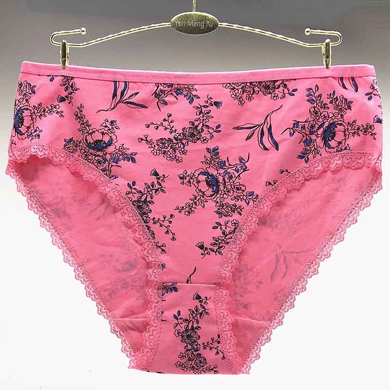 6 Pieces/lot of Large Size Women's Printed Floral Underwear Cotton Underwear Panties