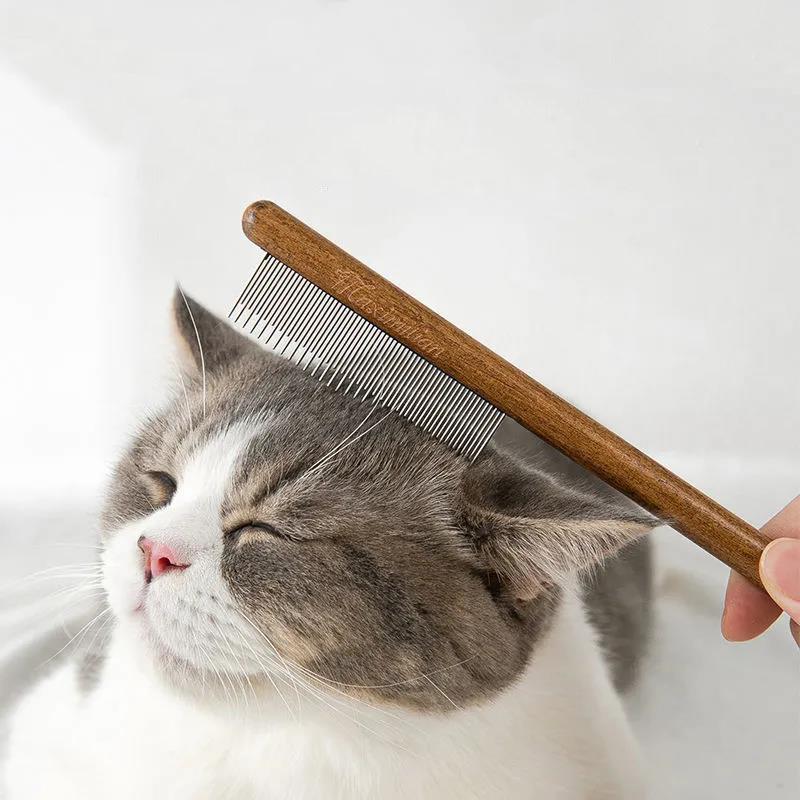 Wooden Cat Comb Dog Matted Hair Removal Comb Floating Hair Cat Comb Cleaner Pet Grooming Needle Comb Cat Pet Supplies Pets Massage Comb Grooming Tool