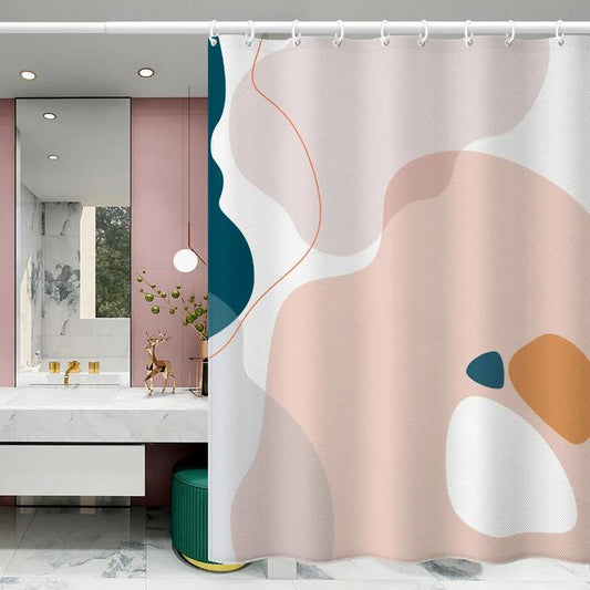 Nordic Minimalist Morandi Color Abstract Color Block Partition Bathroom Shower Room Waterproof Shower Curtain Toilet Shower Curtain