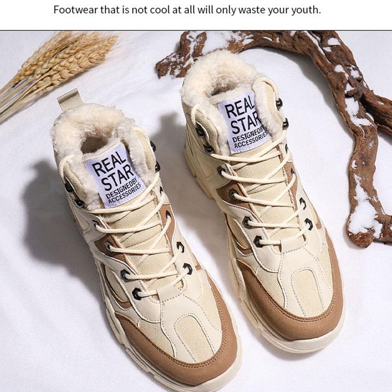 Fall/winter Plus Size Men's Thick Boots High-top Plus Velvet Sneakers Student Casual Warm Work Shoes