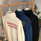 Pofulove Letters Embroidery Turtleneck Sweater Solid Color Female Loose Autumn Winter Couple Sweater