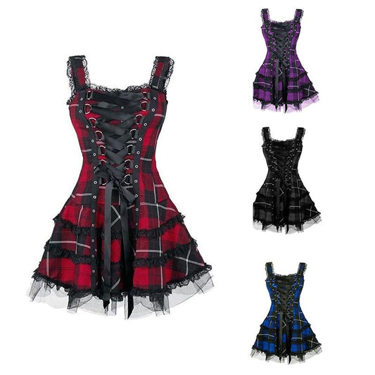 Gothic Dress Plus Size, Sleeveless Goth Dress, Cosplay Costume, Gothic Dress Corset, Punk Mini Dress, Frill Lace Dress, Kawaii Costume