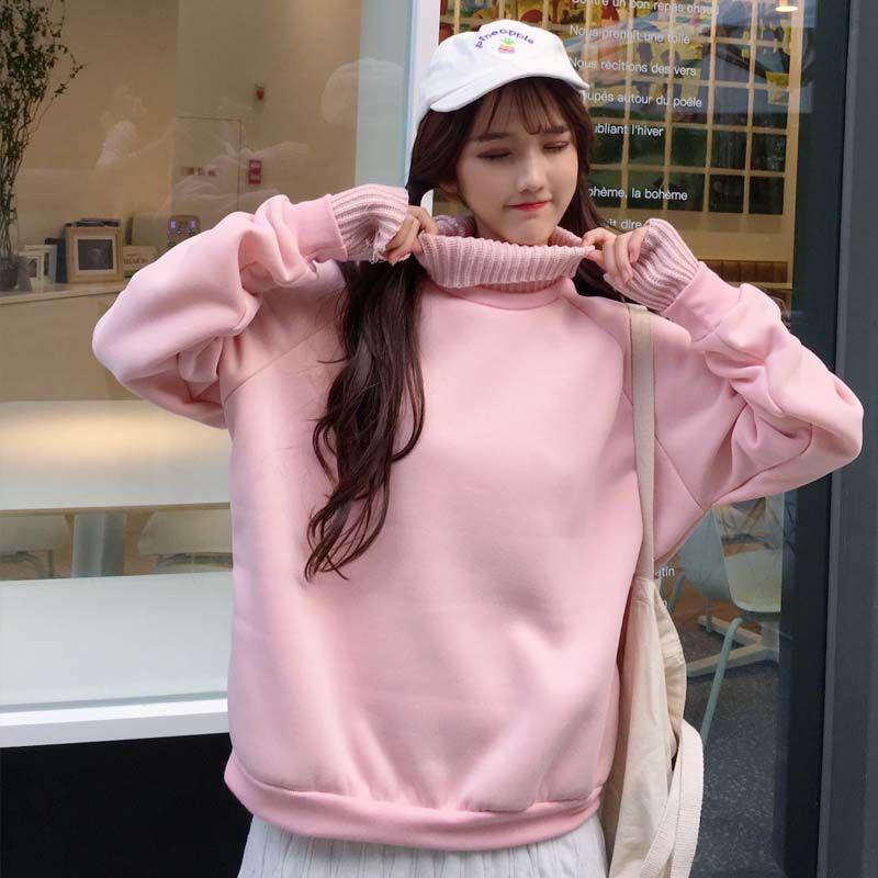 Large size long sleeve warm hooded Top Autumn winter sweater cotton women Sweatshirt wild