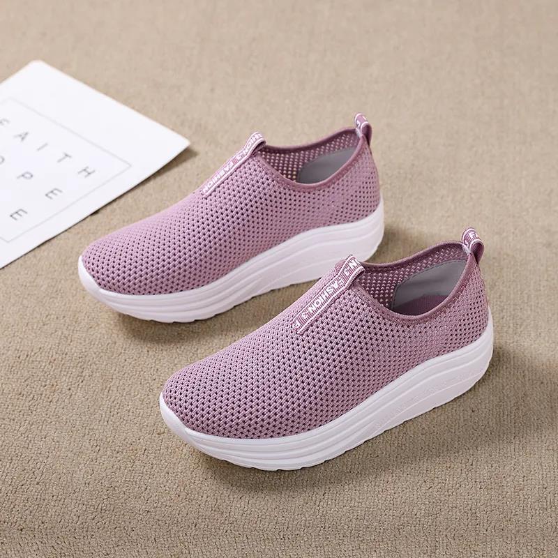 Shoes Women's Breathable Mesh Sneakers Rocking Shoes Thick-soled Spring and Summer Models Slip-on Mother Shoes