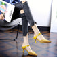 Korean Version of Baotou Mid-heel Breathable Mesh Fairy Sandals Pointed Toe Stiletto High Heels Women Slippers