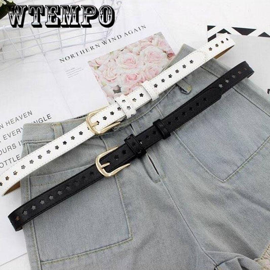 Female Straps Leather Belt Waistband Cummerbund Apparel Accessories Metal Buckle Thin Casual Belt