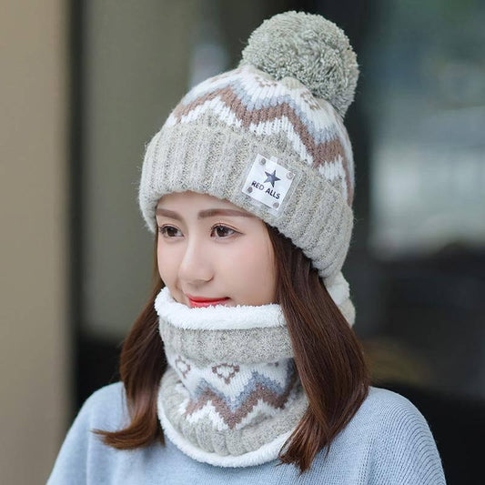 Winter Knitted Beanies Hats Scarf Set Women Thick Warm Beanie Skullies Hat Female Knit Beanie Caps