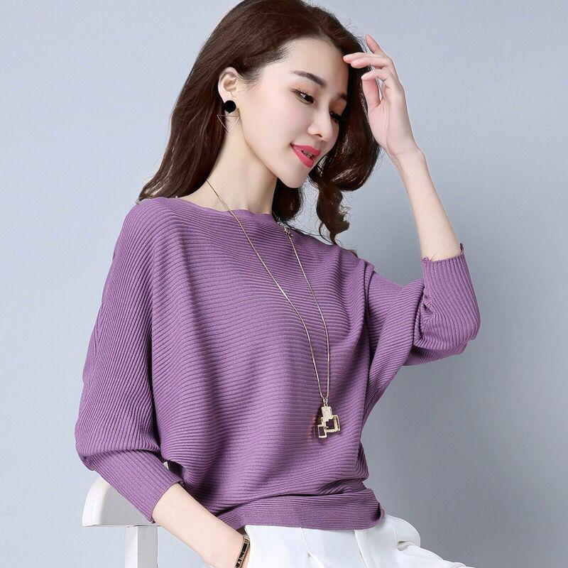 Knit  Pullover Sweater Women's Batwing Sleeve Sweater Coat Loose Large Size Batwing Sweater Short Outer Wear