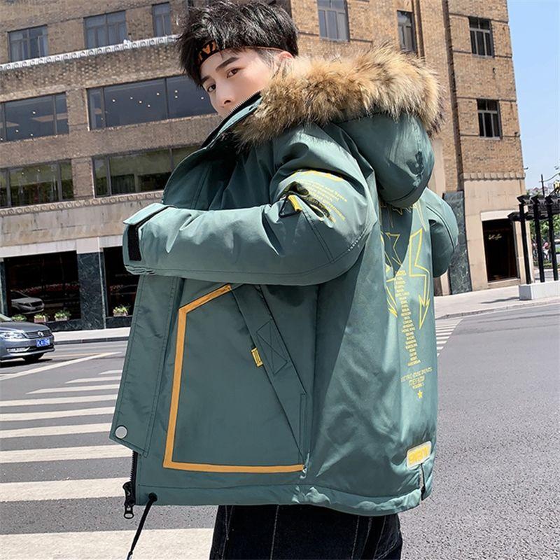 Winter Men's Tooling Cotton-padded Jacket Youth Thick Hooded Jacket Korean Version of Loose Large Size Warm Cotton Jacket