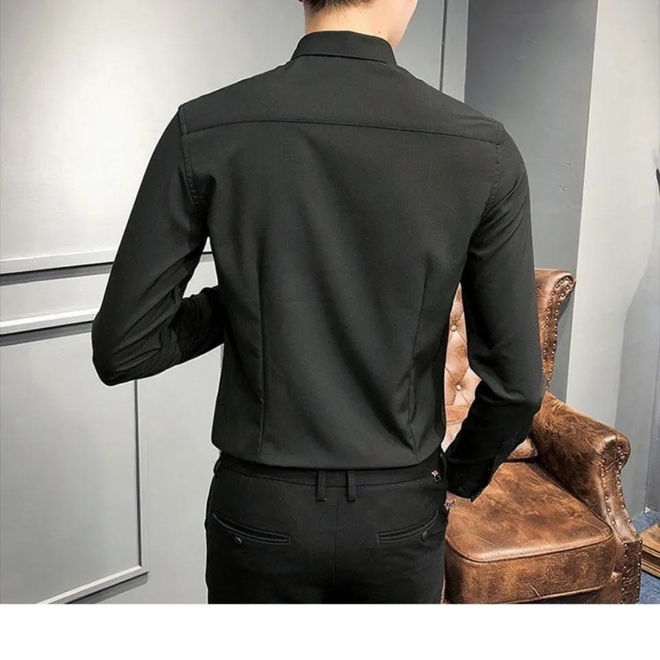 Men's White Shirt Fashion Handsome Long-sleeved Shirt Non-iron Stretch Slim Fit Formal Shirt