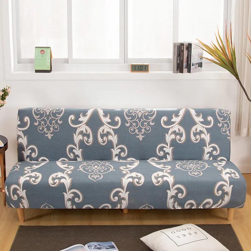 Plush Fabric Fold Armless Sofa Bed Cover Folding Seat Slipcover Thicker Covers Bench Couch Protector