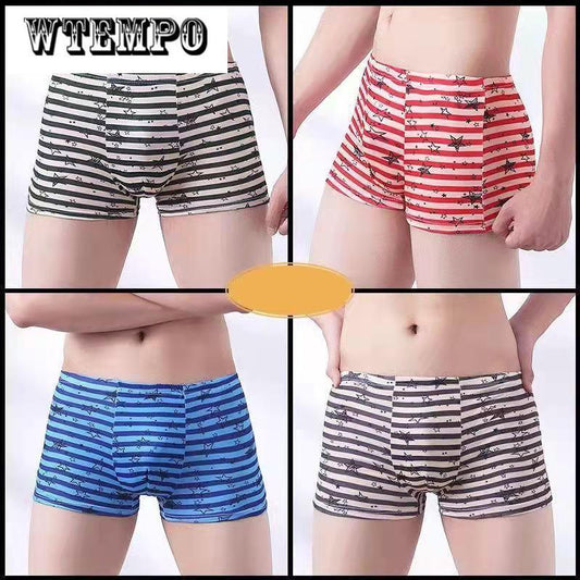 4 Pcs Men Elastic Underwear Soft and Comfortable Boxer Shorts U Convex Underpants Boxer Briefs