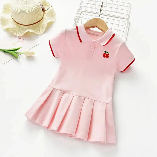 Pure Cotton Girls Dress Short-sleeved Children's Summer Fashion Polo Skirt Baby Children's Skirt