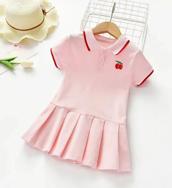 Pure Cotton Girls Dress Short-sleeved Children's Summer Fashion Polo Skirt Baby Children's Skirt