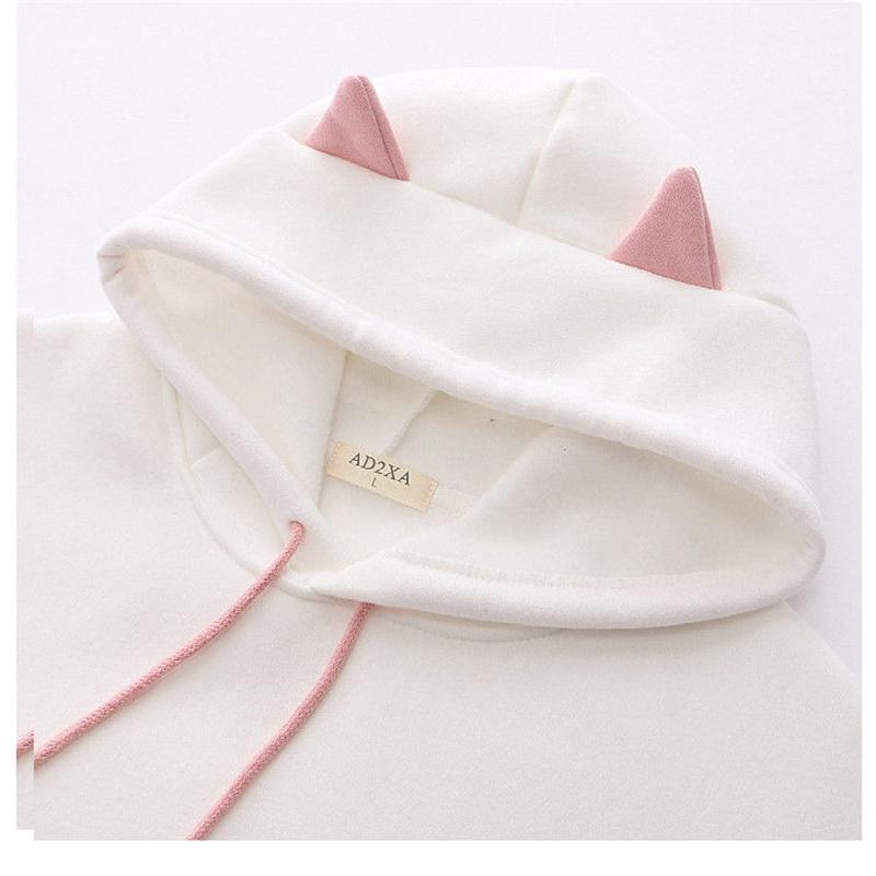 Cat Pink Girl Heart Fleece Egirl Super Thick Loose Hoodie Kawaii Ears Lolita Hoodie