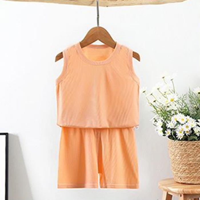 Children's Pajamas Summer Thin Boy's Cotton Sleeveless Vest Shorts Set Baby's Air Conditioning Clothing Girls' Home Clothes