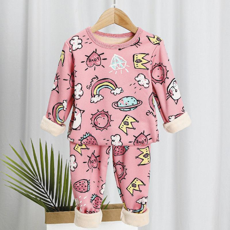 Children's Thermal Underwear Suit Baby Fleece Autumn Clothes Long Pants Boys Thermal Clothes Girls Pajamas Baby Clothes Winter